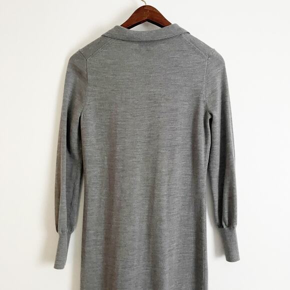 J. CREW Merino Wool Collared Midi Dress Gray XS - Picture 9 of 11